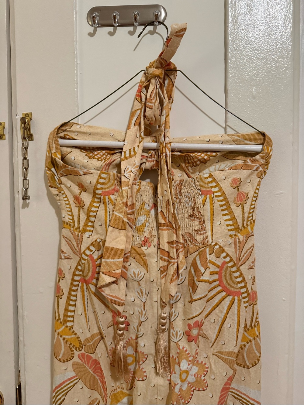 Boho Tassel Halter Cutout Maxi Dress - Yellow Floral - Picture 8 of 8